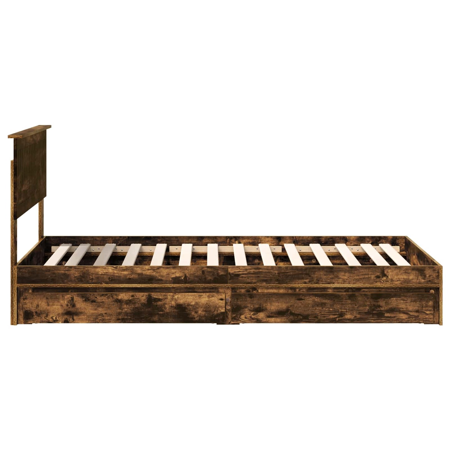 Storage Bed with Drawer Smoked Oak 100 x 200 cm Engineered Wood