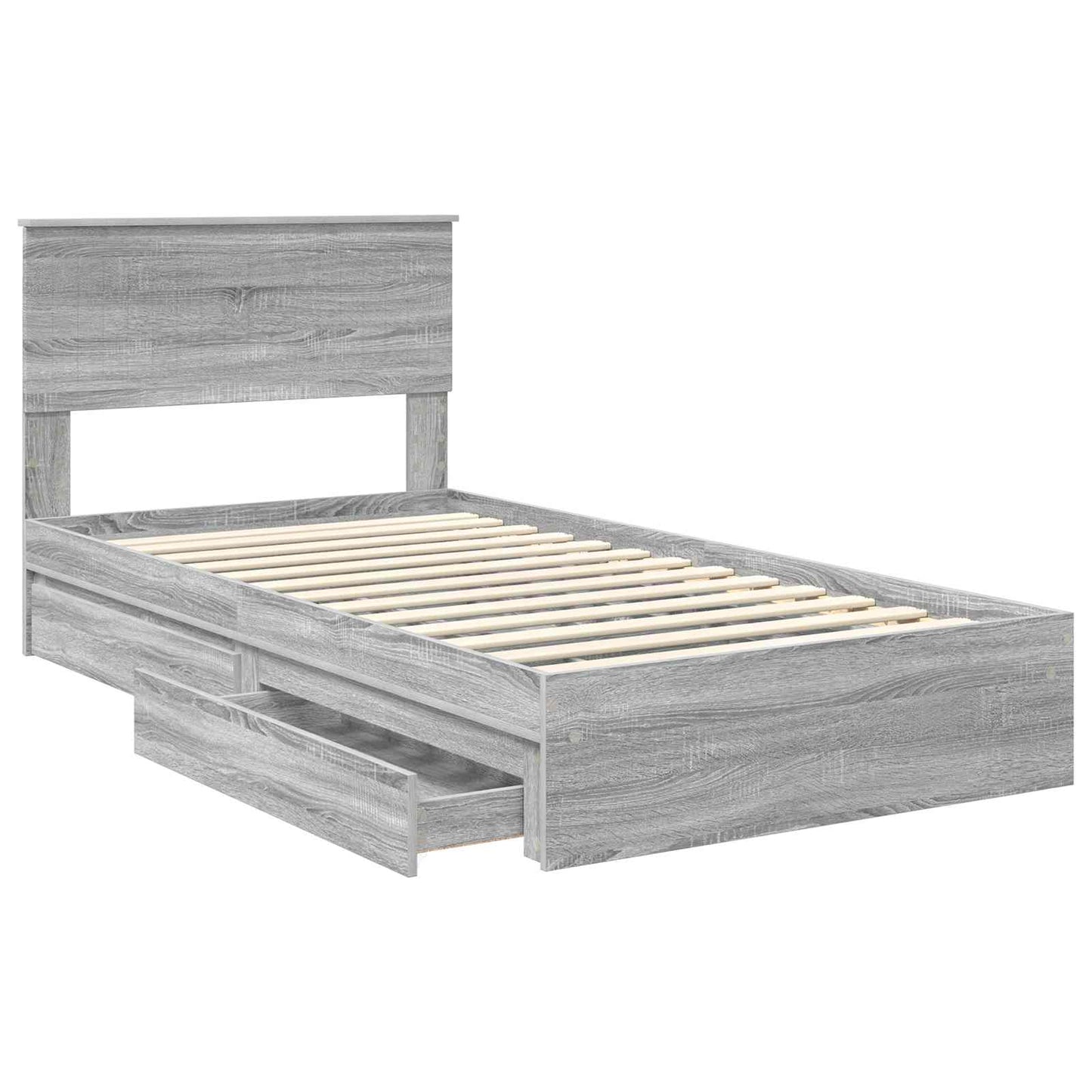 Storage Bed Grey Sonoma 100 x 200 cm Engineered Wood