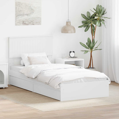 Storage Bed with Headboard White 90 x 200 cm Engineered Wood