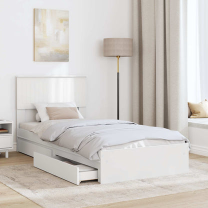 Storage Bed with Headboard White 90 x 200 cm Engineered Wood