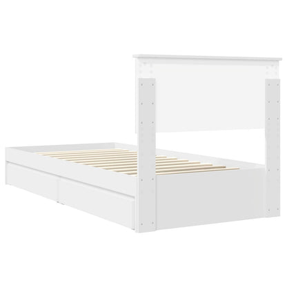 Storage Bed with Headboard White 90 x 200 cm Engineered Wood