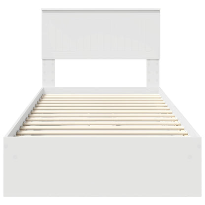 Storage Bed with Headboard White 90 x 200 cm Engineered Wood