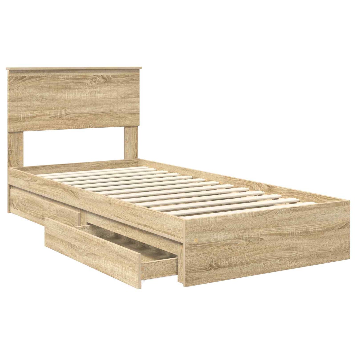 Storage Bed with Drawer Sonoma Oak 90 x 200 cm Engineered Wood