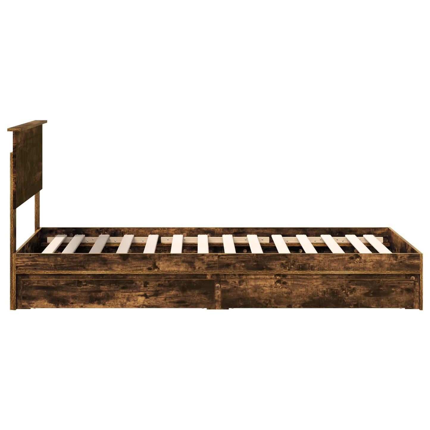 Storage Bed with Drawer Smoked Oak 90 x 200 cm Engineered Wood