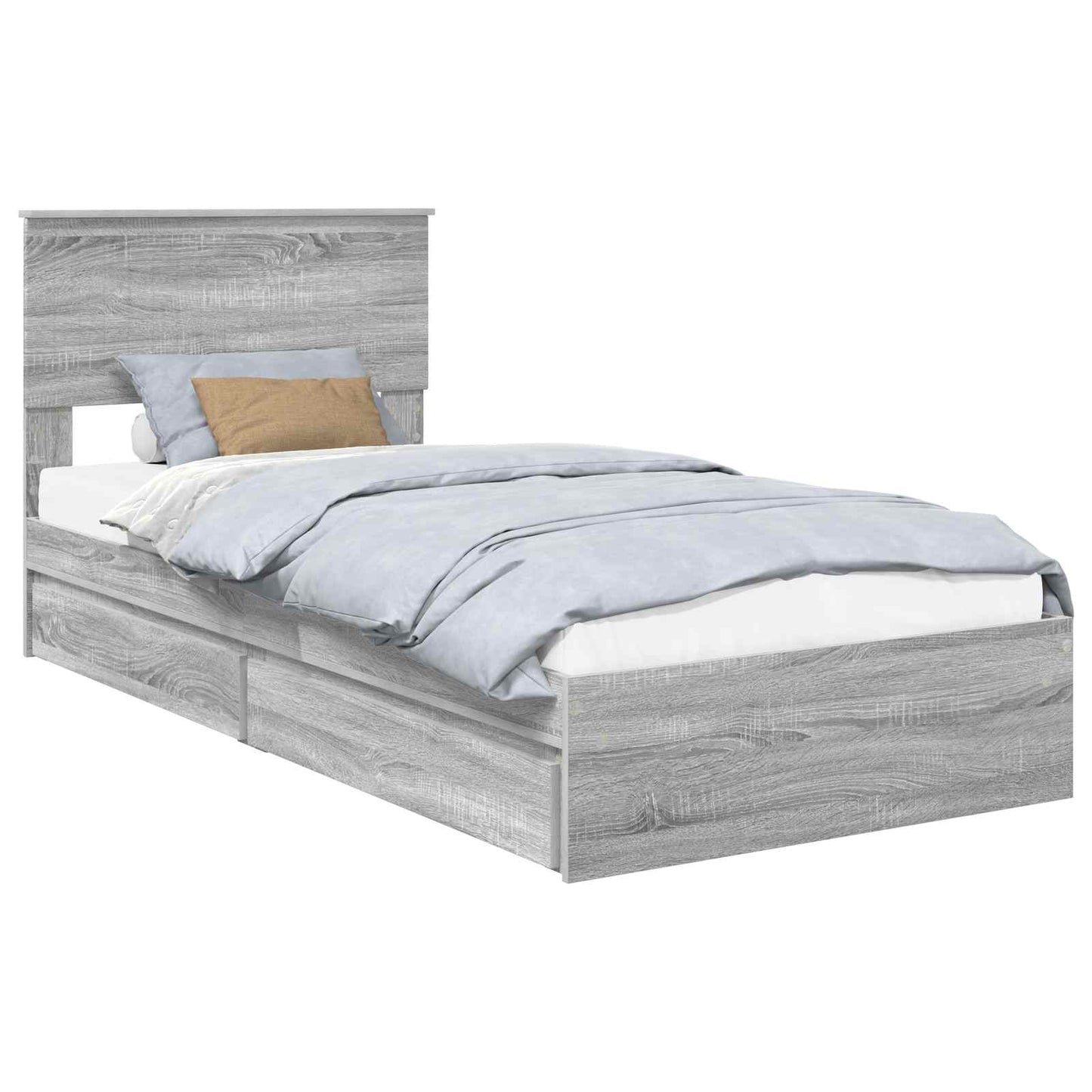 Storage Bed with Drawer Grey Sonoma 90 x 200 cm Engineered Wood