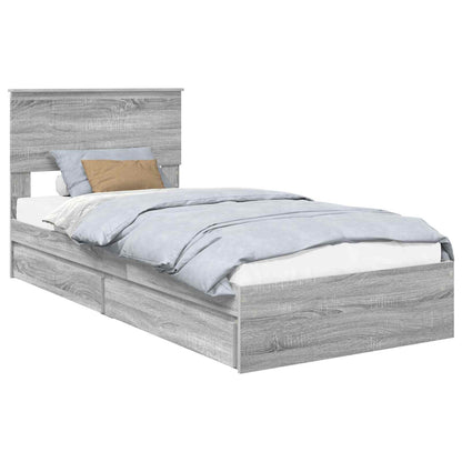 Storage Bed with Drawer Grey Sonoma 90 x 200 cm Engineered Wood