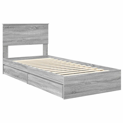 Storage Bed with Drawer Grey Sonoma 90 x 200 cm Engineered Wood