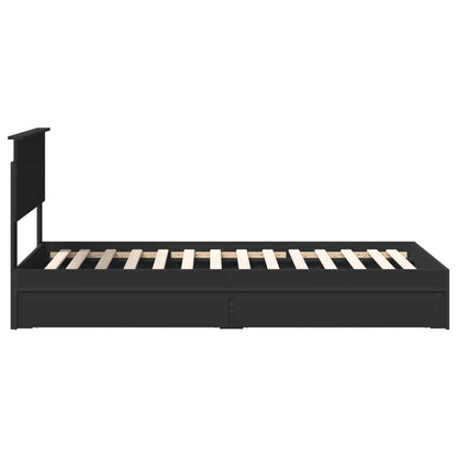 Storage Bed with Headboard Black 90 x 190 cm Engineered Wood