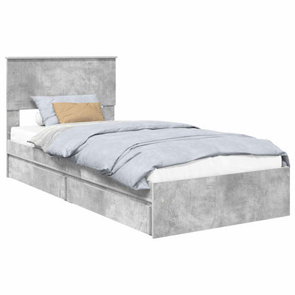 Storage Bed Concrete Grey 90 x 190 cm Engineered Wood