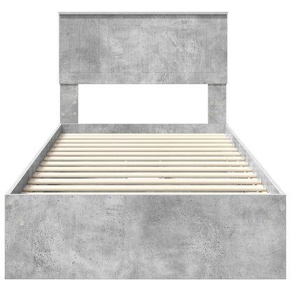 Storage Bed Concrete Grey 90 x 190 cm Engineered Wood