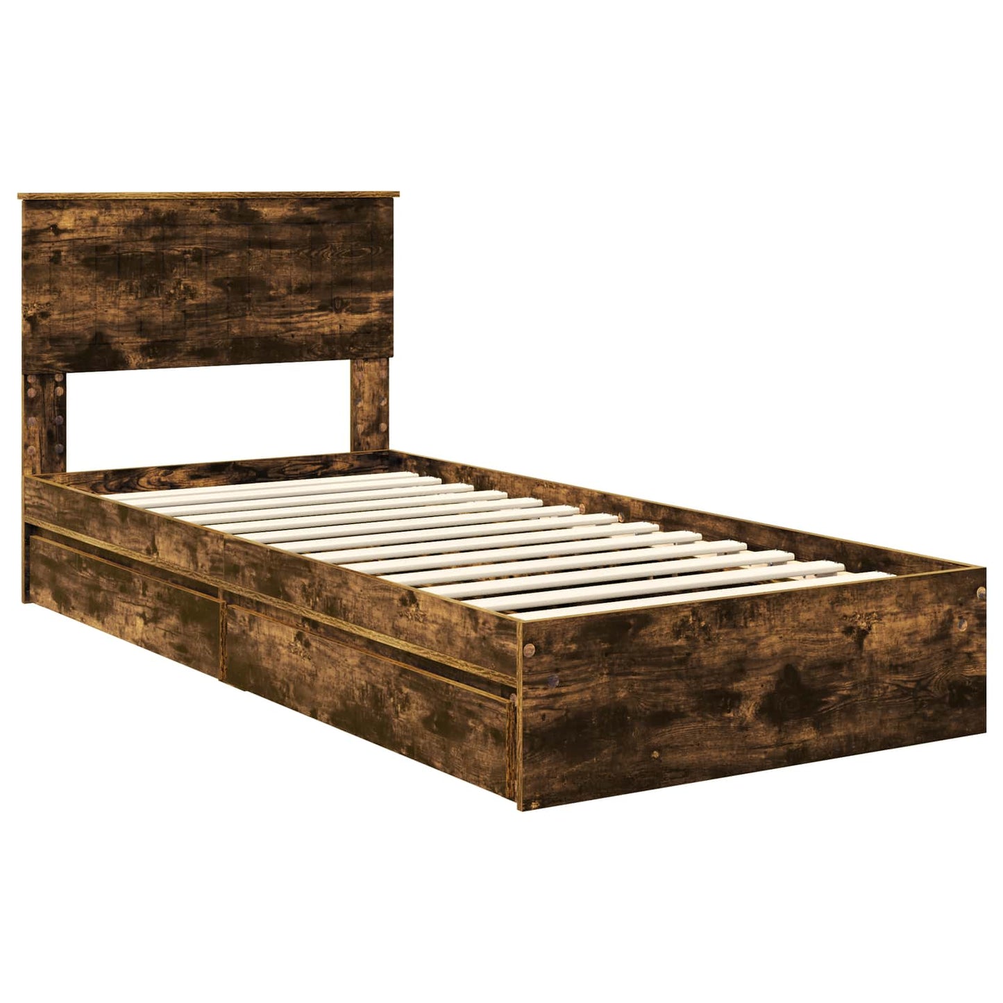 Storage Bed with Drawer Smoked Oak 90 x 190 cm Engineered Wood