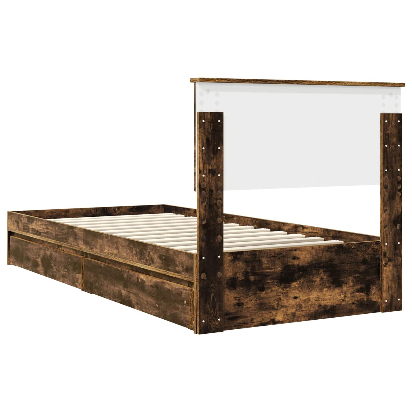 Storage Bed with Drawer Smoked Oak 90 x 190 cm Engineered Wood