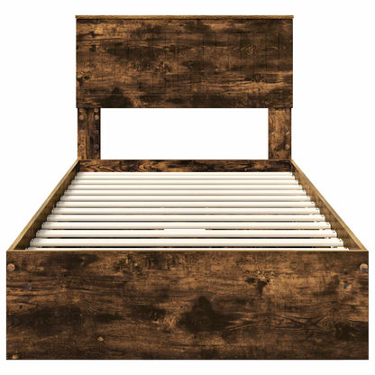 Storage Bed with Drawer Smoked Oak 90 x 190 cm Engineered Wood