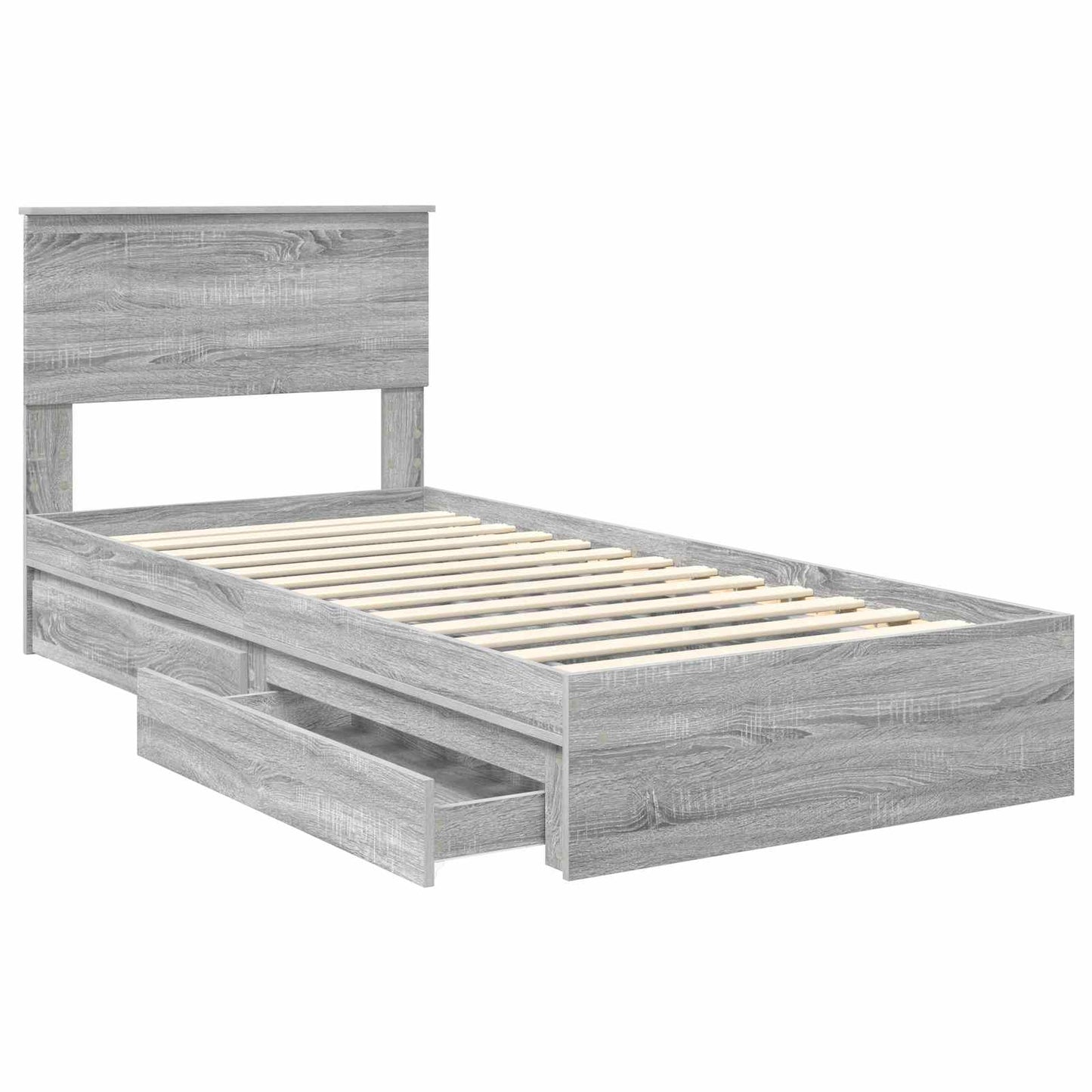 Storage Bed with Drawer Grey Sonoma 90 x 190 cm Engineered Wood