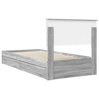 Storage Bed with Drawer Grey Sonoma 90 x 190 cm Engineered Wood