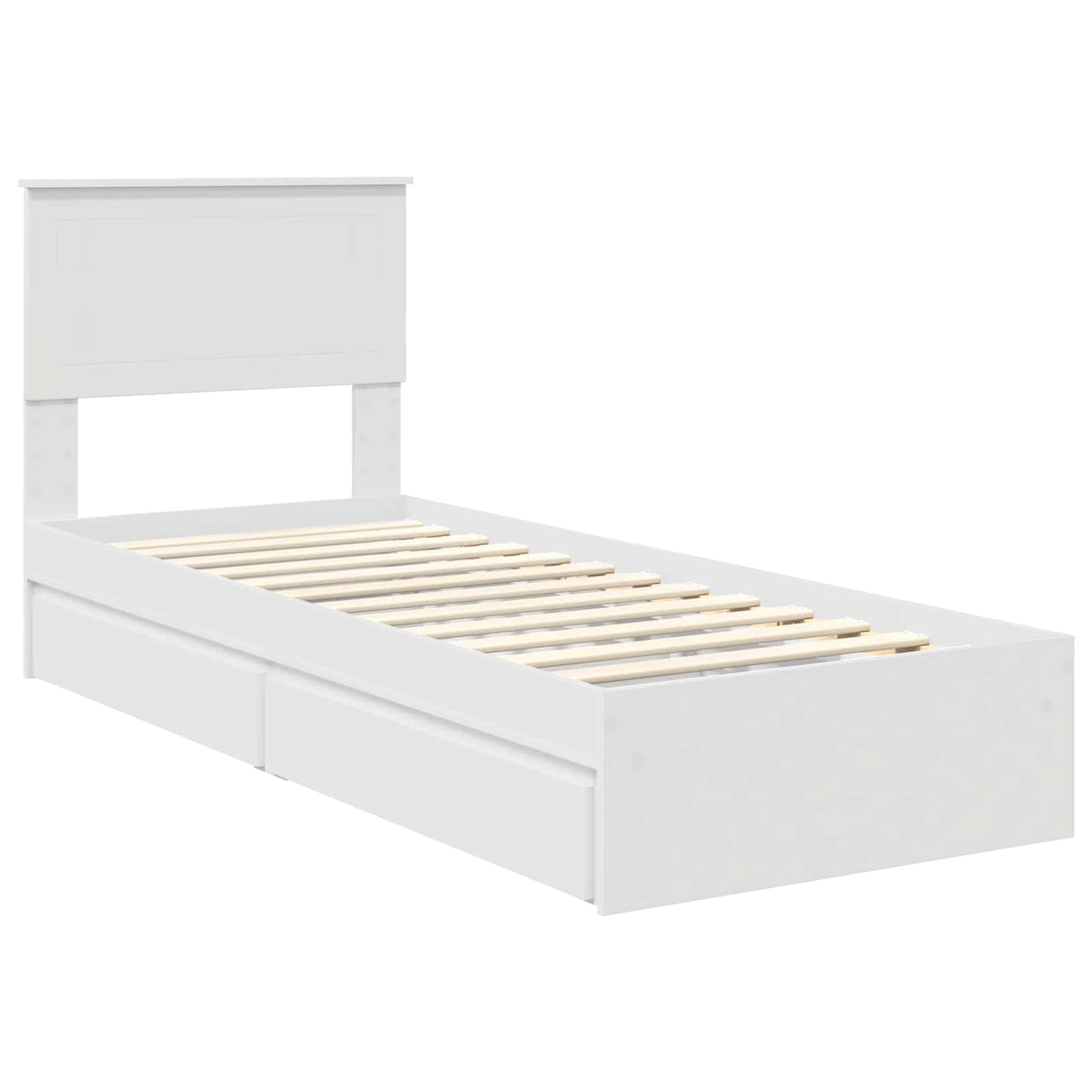 Storage Bed with Headboard White 75 x 190 cm Engineered Wood