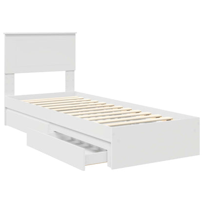 Storage Bed with Headboard White 75 x 190 cm Engineered Wood