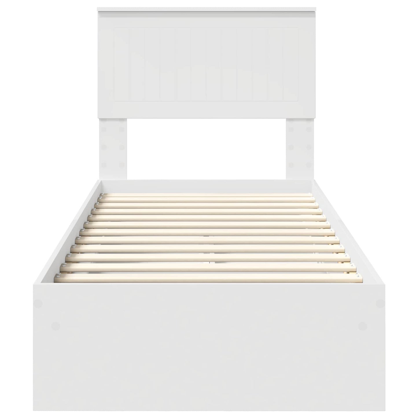 Storage Bed with Headboard White 75 x 190 cm Engineered Wood