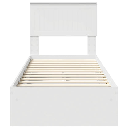 Storage Bed with Headboard White 75 x 190 cm Engineered Wood
