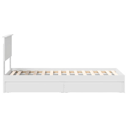 Storage Bed with Headboard White 75 x 190 cm Engineered Wood