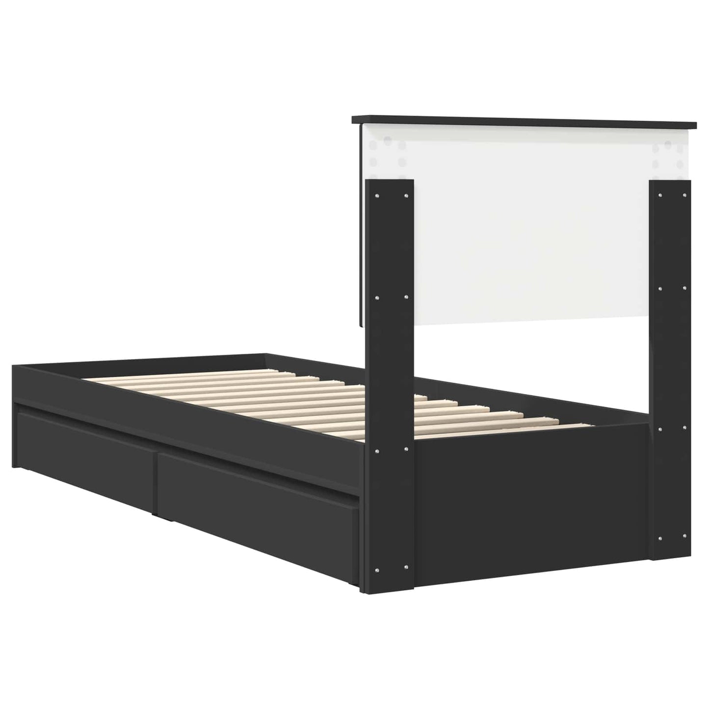 Storage Bed with Headboard Black 75 x 190 cm Engineered Wood