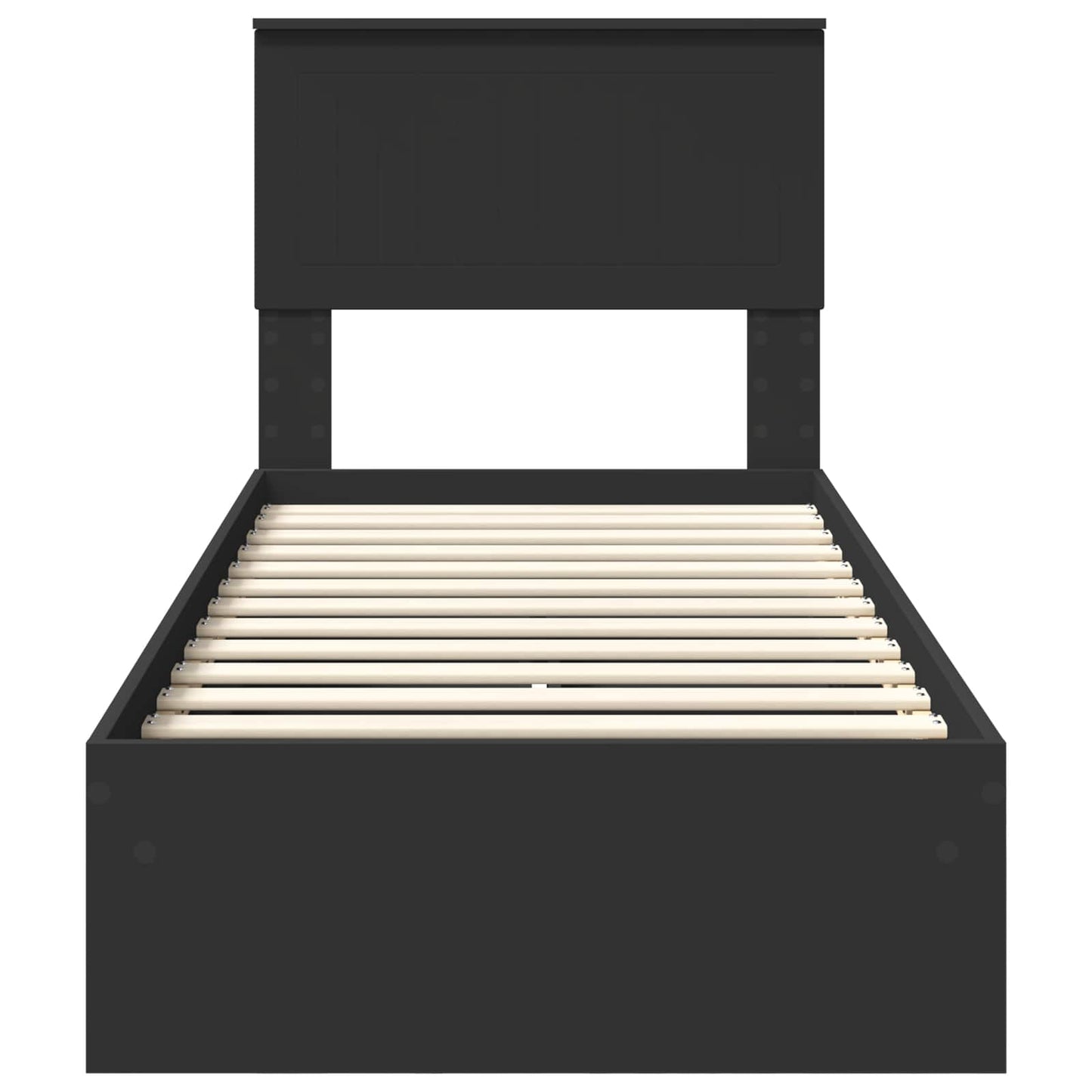 Storage Bed with Headboard Black 75 x 190 cm Engineered Wood