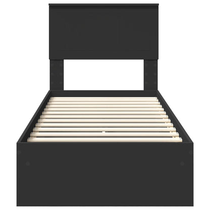 Storage Bed with Headboard Black 75 x 190 cm Engineered Wood
