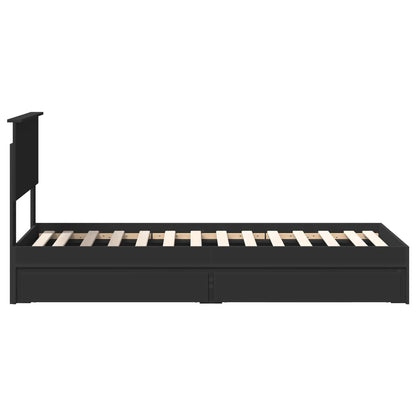 Storage Bed with Headboard Black 75 x 190 cm Engineered Wood