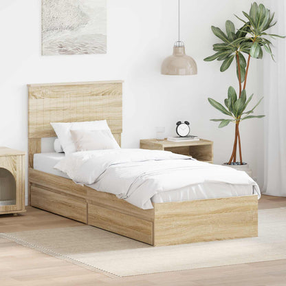 Storage Bed with Drawer Sonoma Oak 75 x 190 cm Engineered Wood