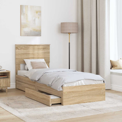 Storage Bed with Drawer Sonoma Oak 75 x 190 cm Engineered Wood