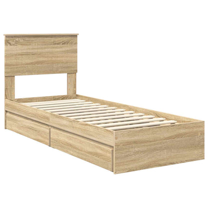 Storage Bed with Drawer Sonoma Oak 75 x 190 cm Engineered Wood
