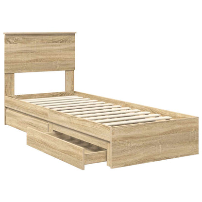 Storage Bed with Drawer Sonoma Oak 75 x 190 cm Engineered Wood
