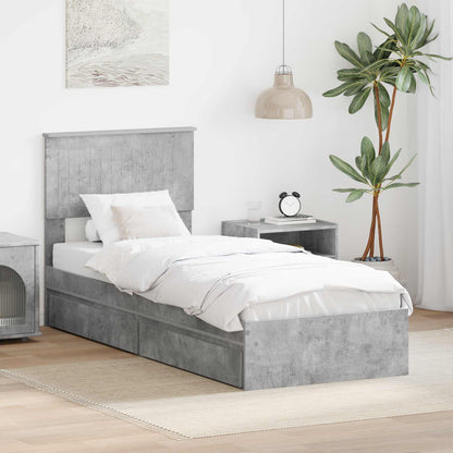 Storage Bed Concrete Grey 75 x 190 cm Engineered Wood