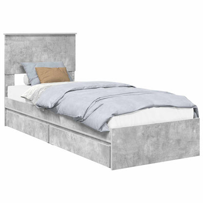 Storage Bed Concrete Grey 75 x 190 cm Engineered Wood