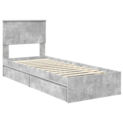 Storage Bed Concrete Grey 75 x 190 cm Engineered Wood