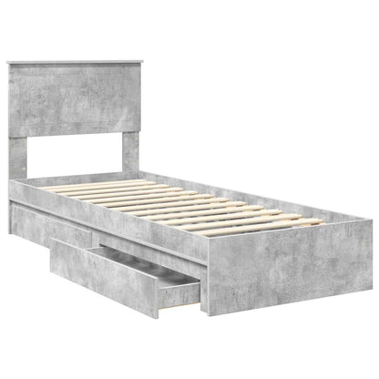 Storage Bed Concrete Grey 75 x 190 cm Engineered Wood