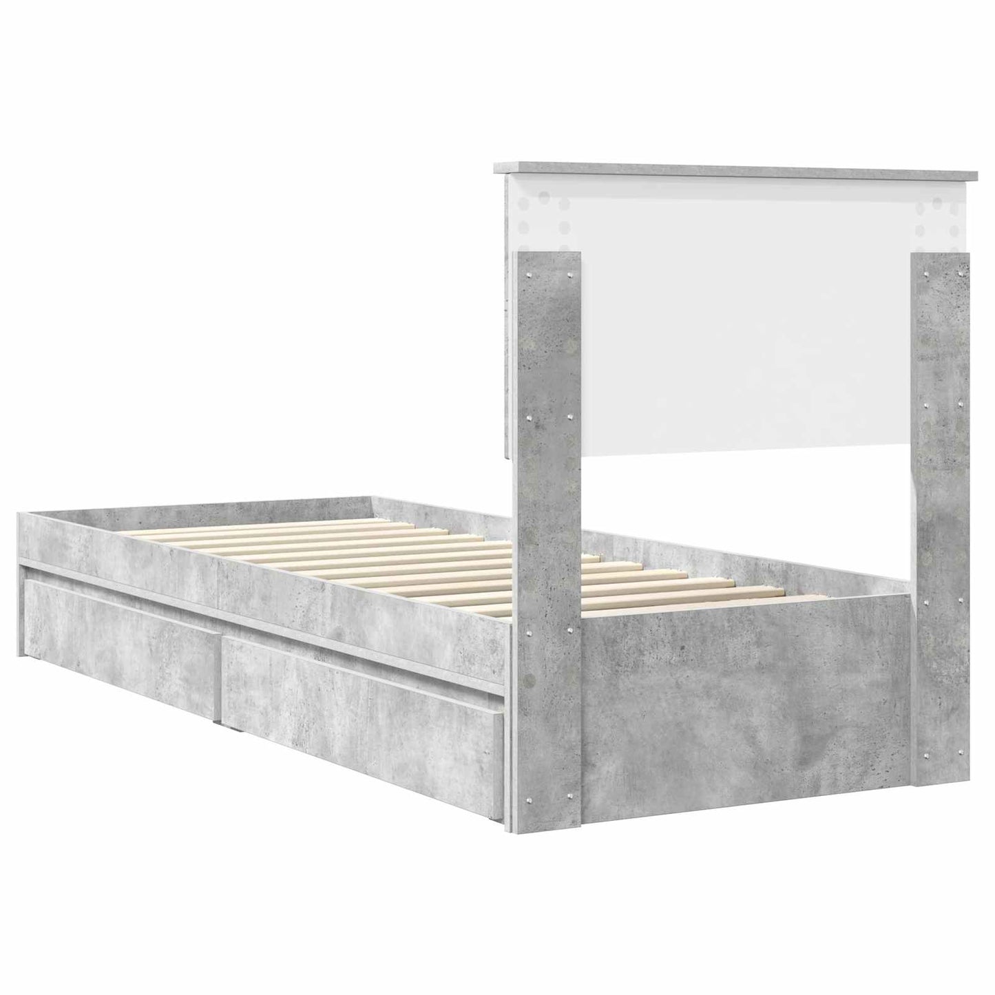 Storage Bed Concrete Grey 75 x 190 cm Engineered Wood