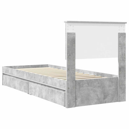 Storage Bed Concrete Grey 75 x 190 cm Engineered Wood