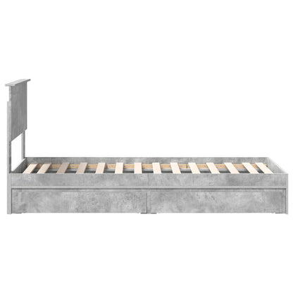 Storage Bed Concrete Grey 75 x 190 cm Engineered Wood