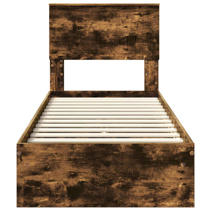 Storage Bed with Drawer Smoked Oak 75 x 190 cm Engineered Wood