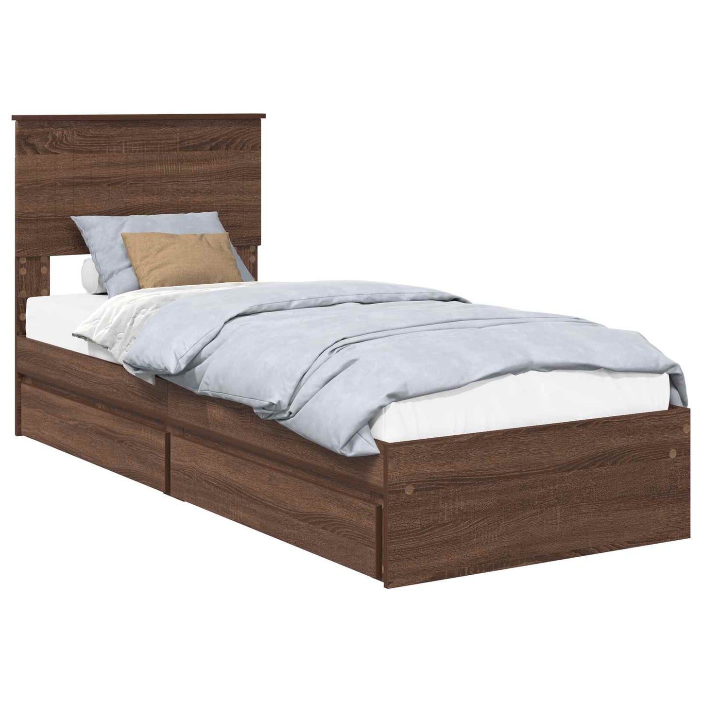 Storage Bed with Drawer Brown Oak 75 x 190 cm Engineered Wood