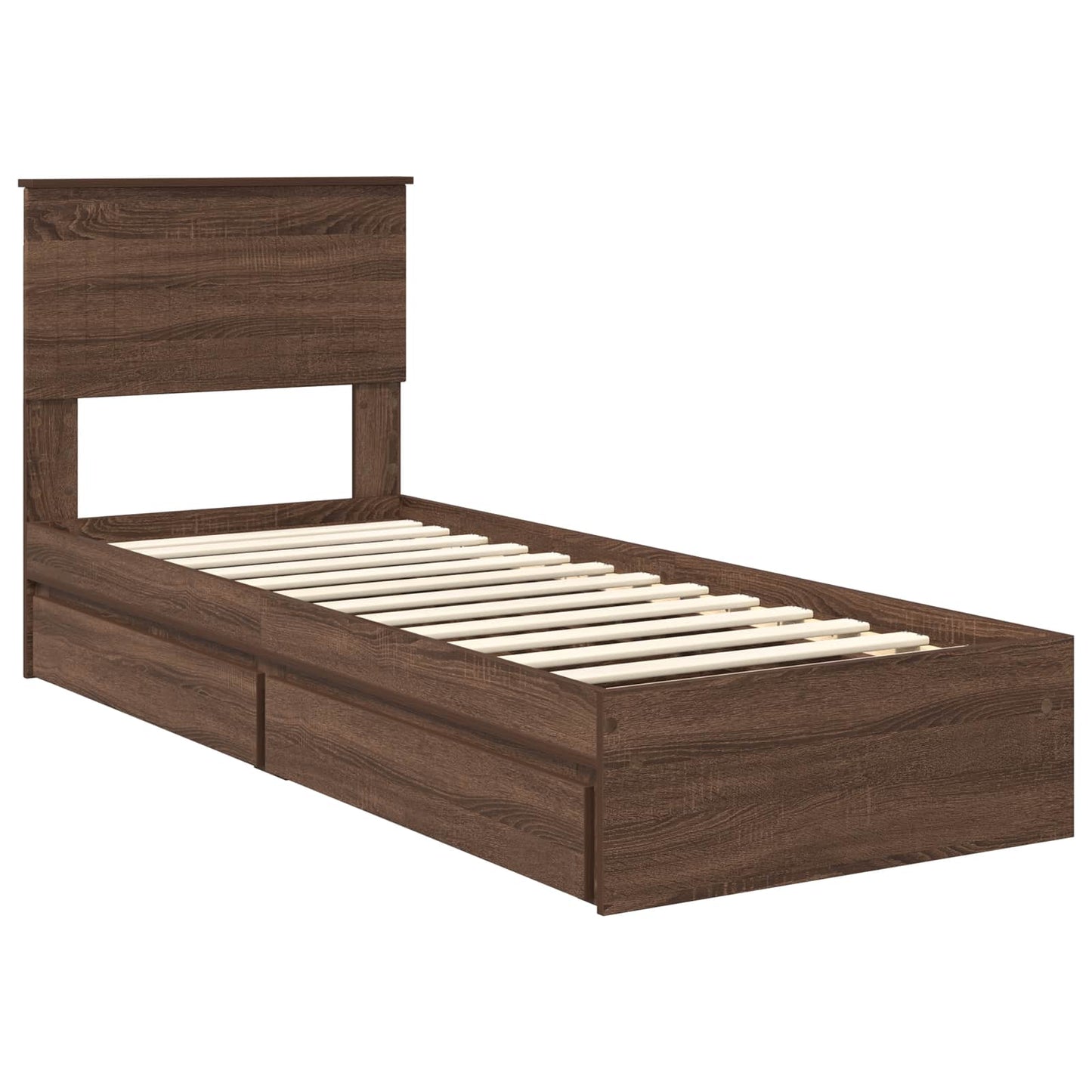 Storage Bed with Drawer Brown Oak 75 x 190 cm Engineered Wood