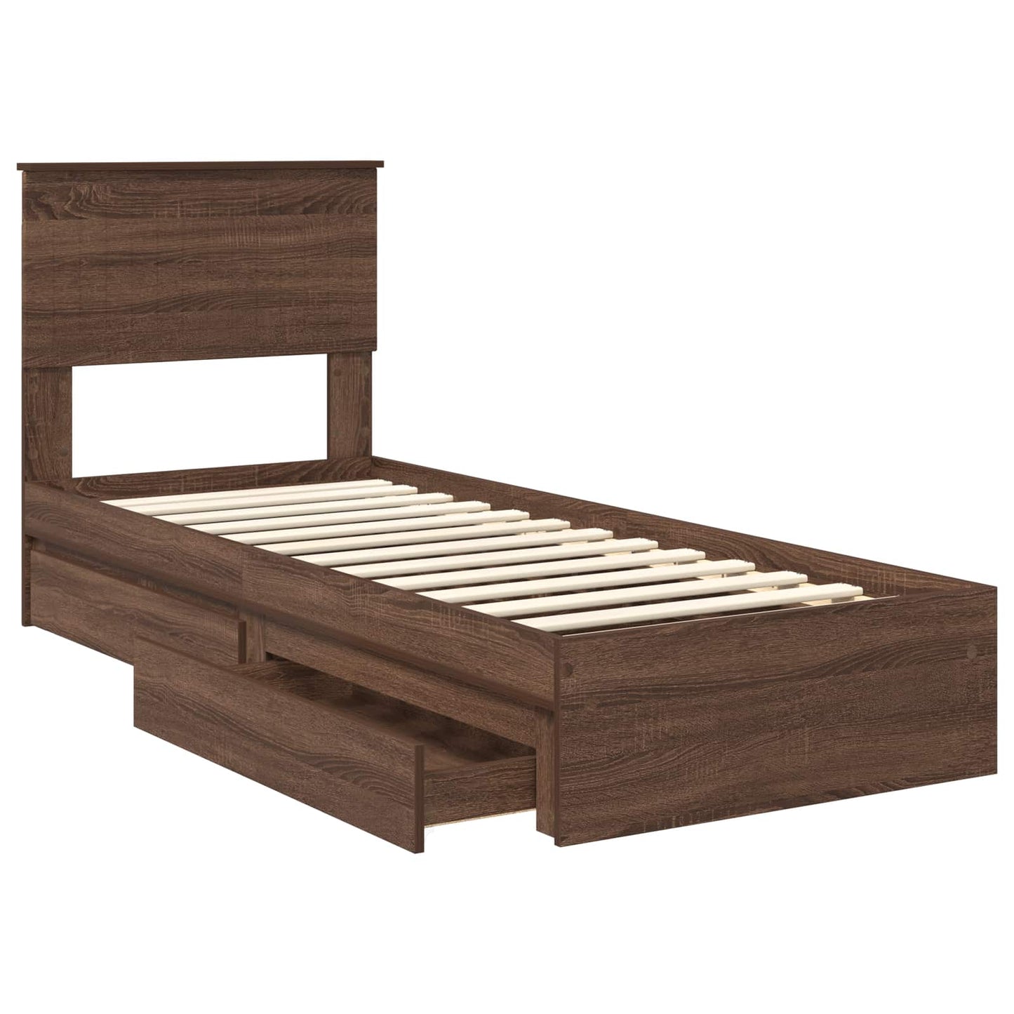 Storage Bed with Drawer Brown Oak 75 x 190 cm Engineered Wood