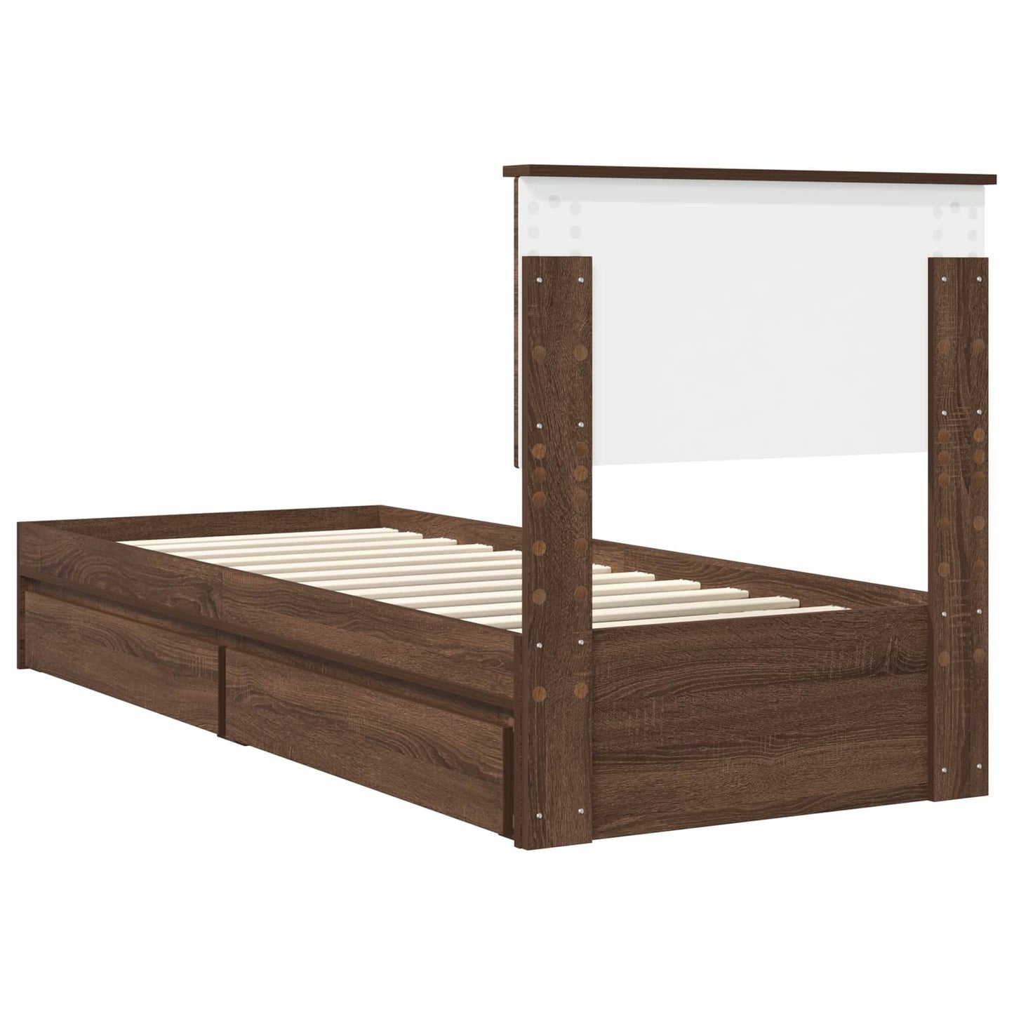 Storage Bed with Drawer Brown Oak 75 x 190 cm Engineered Wood