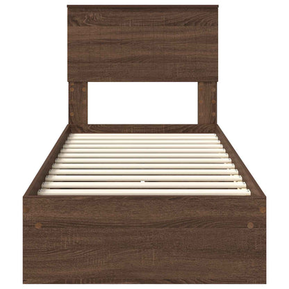 Storage Bed with Drawer Brown Oak 75 x 190 cm Engineered Wood