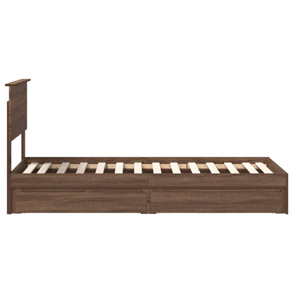 Storage Bed with Drawer Brown Oak 75 x 190 cm Engineered Wood