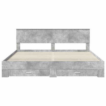 Bed Frame Concrete Grey 200 x 200 cm Engineered Wood
