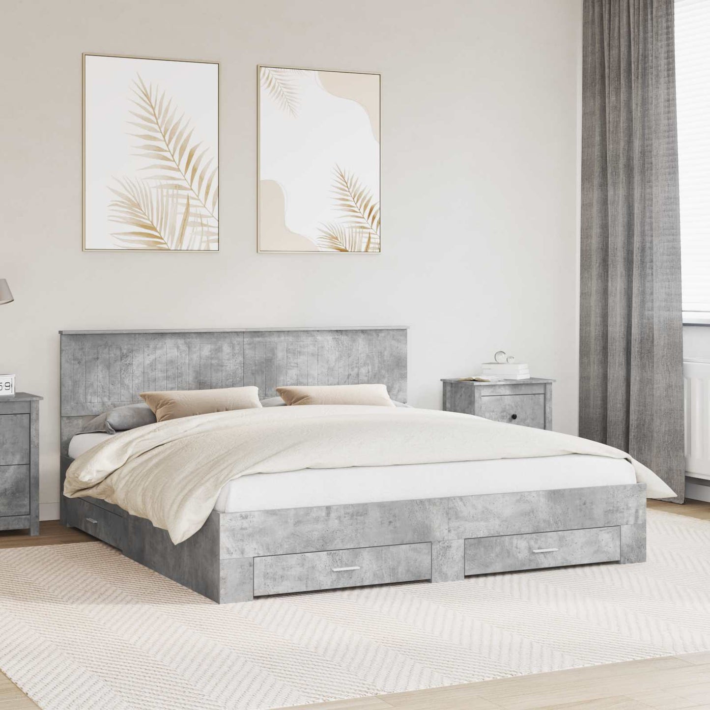 Bed Frame Concrete Grey 180 x 200 cm Engineered Wood