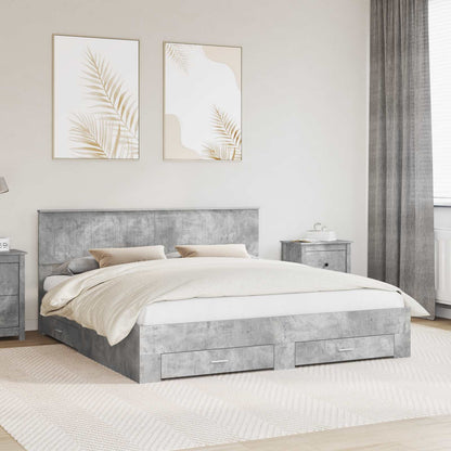 Bed Frame Concrete Grey 180 x 200 cm Engineered Wood