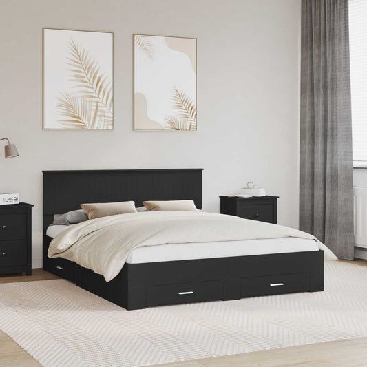 Bed Frame with Headboard Black 160 x 200 cm Engineered Wood